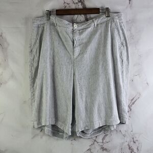 NYDJ Shorts Womens 18W Linen White Striped Bermuda Not Your Daughters